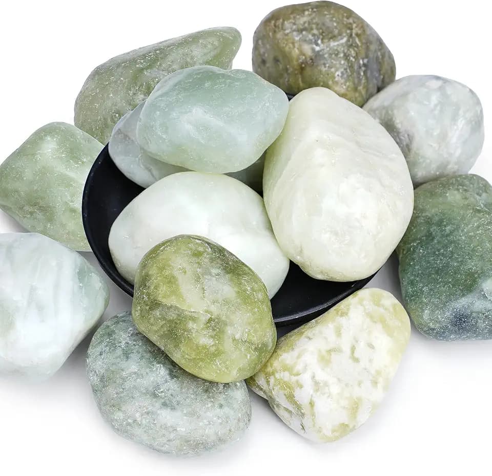 Pulovin 20 lbs Jade Pebbles for Indoor Plants, 2-3 Inch Polished River Rocks, Decorative Garden Rocks Outdoor Landscaping, Large Natural Stone for Walkways, Yard, Vases, Crafts