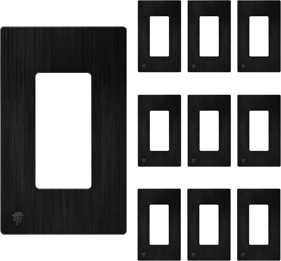 ENERLITES 1-Gang Brushed Black Screwless Decorator Wall Plate Outlet Cover