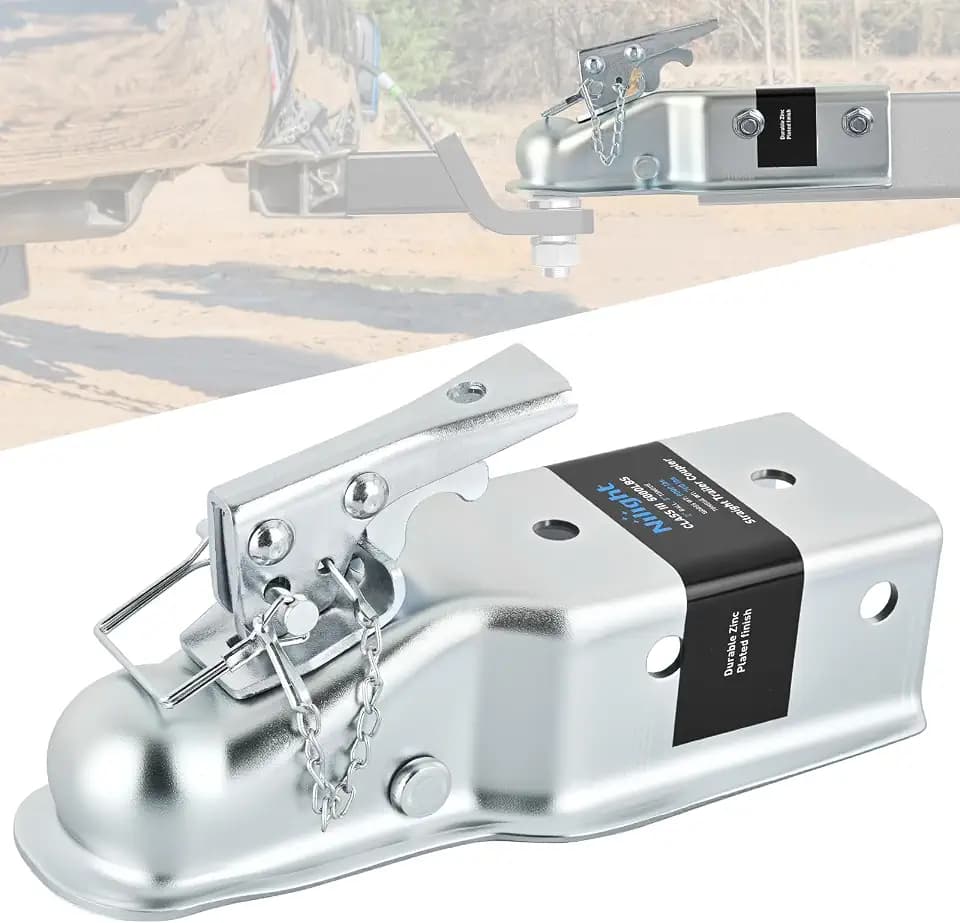 Nilight Straight Trailer Coupler fits 2-Inch Hitch Ball, 3-Inch Channel