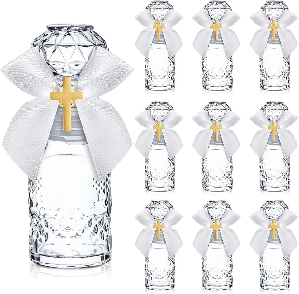Chuangdi 10 Set Holy Water Glass Bottles Catholic Bulk, Chic