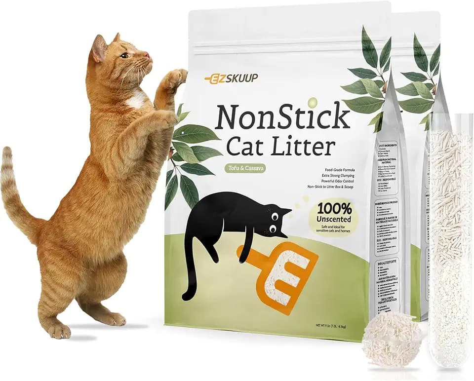 Antihaftende Ultraklumpende Cassava & Tofu Katzenstreu Klumpstreu, Geruchskontrolle Geringer Austrag Klumpstreu für Katzen, Pflanzen-basierte Natürliche Zutaten katzensand, 4.1kg X 2 Packungen