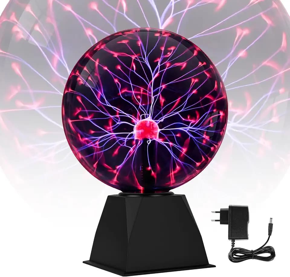 8 Zoll Plasmakugel – Sphärische Plasmalampe mit Berührungs, Soundaktivierung, Blitzeffekten & Netzstecker für Partys, Raumdekoration und Kinder-Lernhilfe, Ideal für Weihnachts und Geburtstagsgeschenk