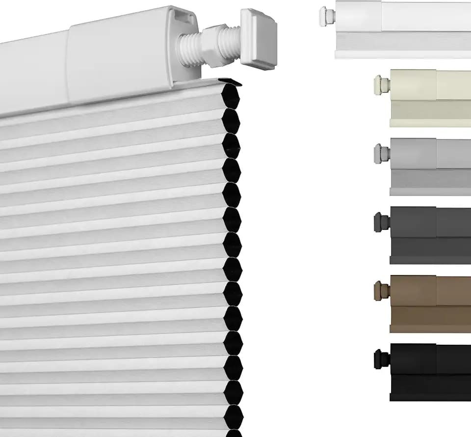 No Drill Blackout Cellular Shades,White,33.5" W x 64" H