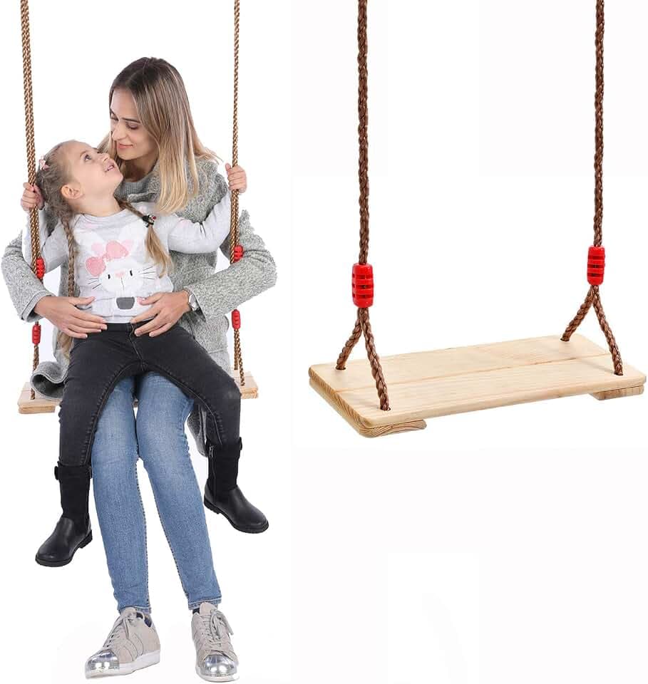Holz Schaukelsitz Erwachsene Schaukel Kinderschaukel Garten Brettschaukel für Outdoor & Indoor Spiele mit Höhenverstellbar Seil