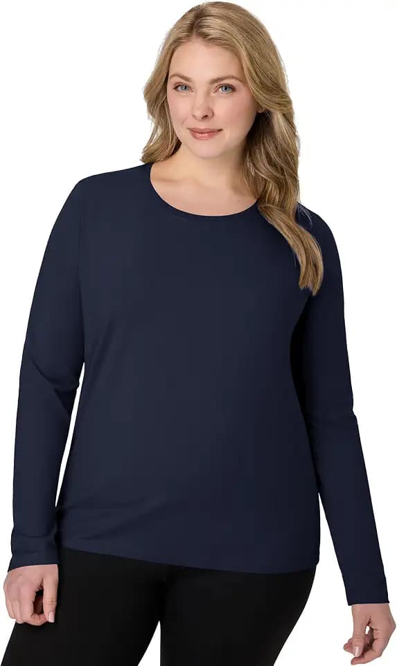 Hanes Women's Long Sleeve Cotton T-Shirt, Lightweight Crewneck and V-Neck Tee for Women, Modern Fit