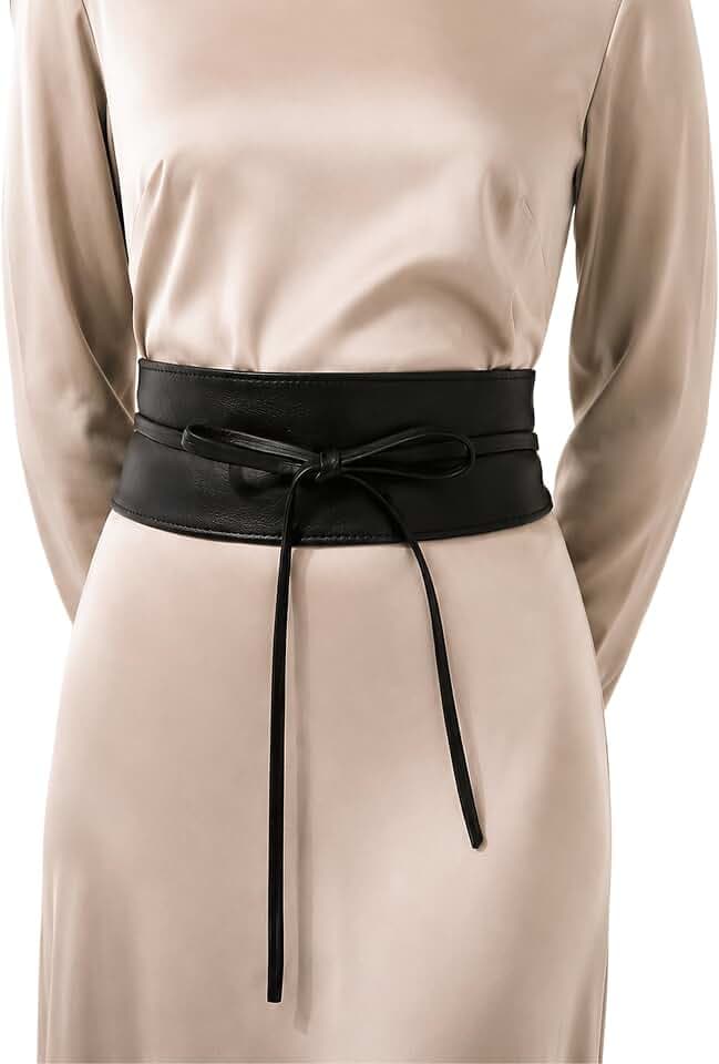 FASHIONGEN - Echtem Rindsleder Vollnarbenleder Obi Gürtel für Damen, Bindgürtel, CASSIANE