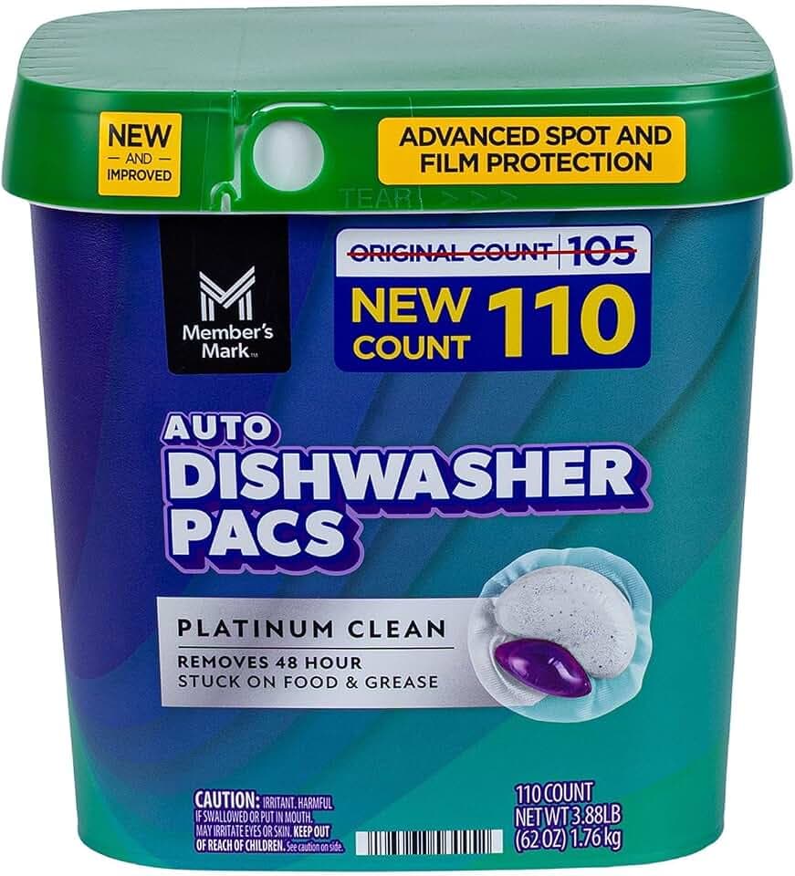 Member's Mark Platinum Clean Automatic Dishwasher Pacs, Fresh Clean, 110 Count