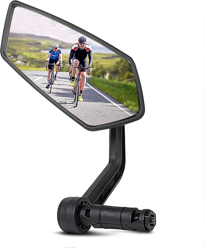 AiQInu Fahrradspiegel, HD Glas Reflektierender Fahrrad Spiegel für Lenker 15-20 mm, 360° drehbarer Fahrradrückspiegel für Fahrrad, Mountainbike, Rennrad (Links)