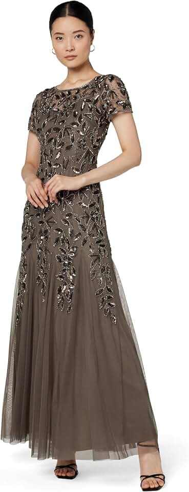 Adrianna Papell Damenkleid mit Blumenmuster und Perlen