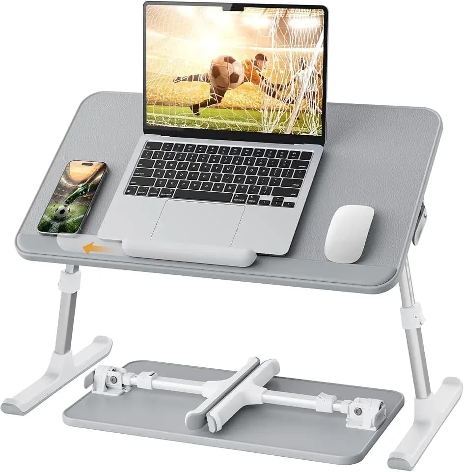 SAIJI Non-Slip Leather Lap Desk Laptop Bed Tray Table, Laptop Stand for Bed