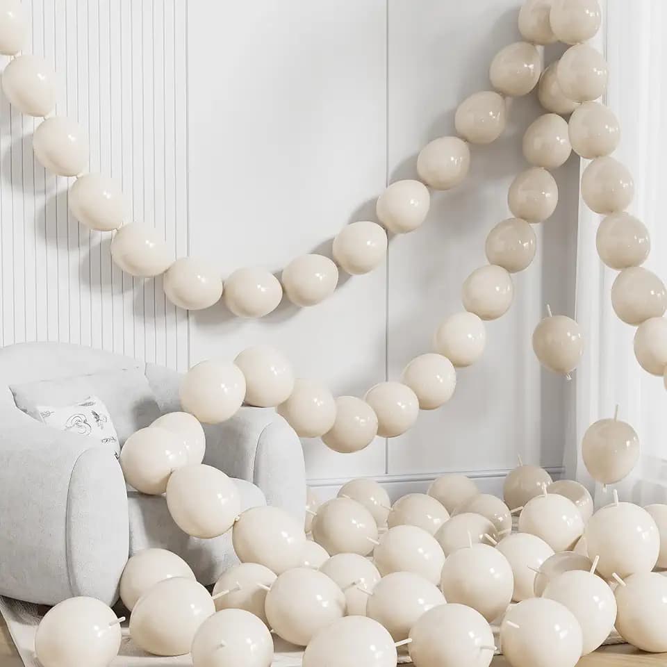 Sand White Linking Balloons, 100 Pcs 6 Inch Quick Link Balloons