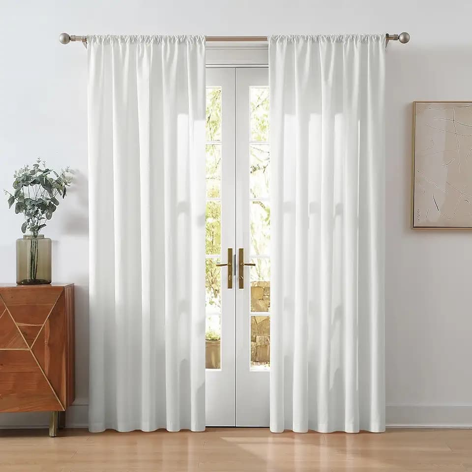 CANNON Solid Cotton Percale White 50x84 Window Curtain Pair, Solid Color Themed, Oeko-TEX Certified Confidence