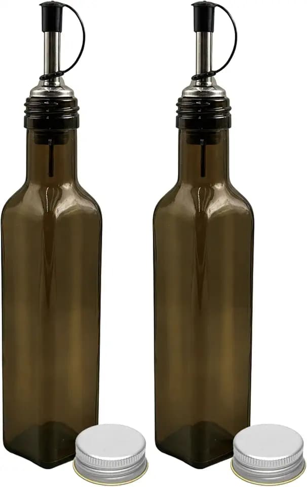 2 Ölflaschen 250 ml mit Ausgiesser Ölspender Essig und Öl Set Glas