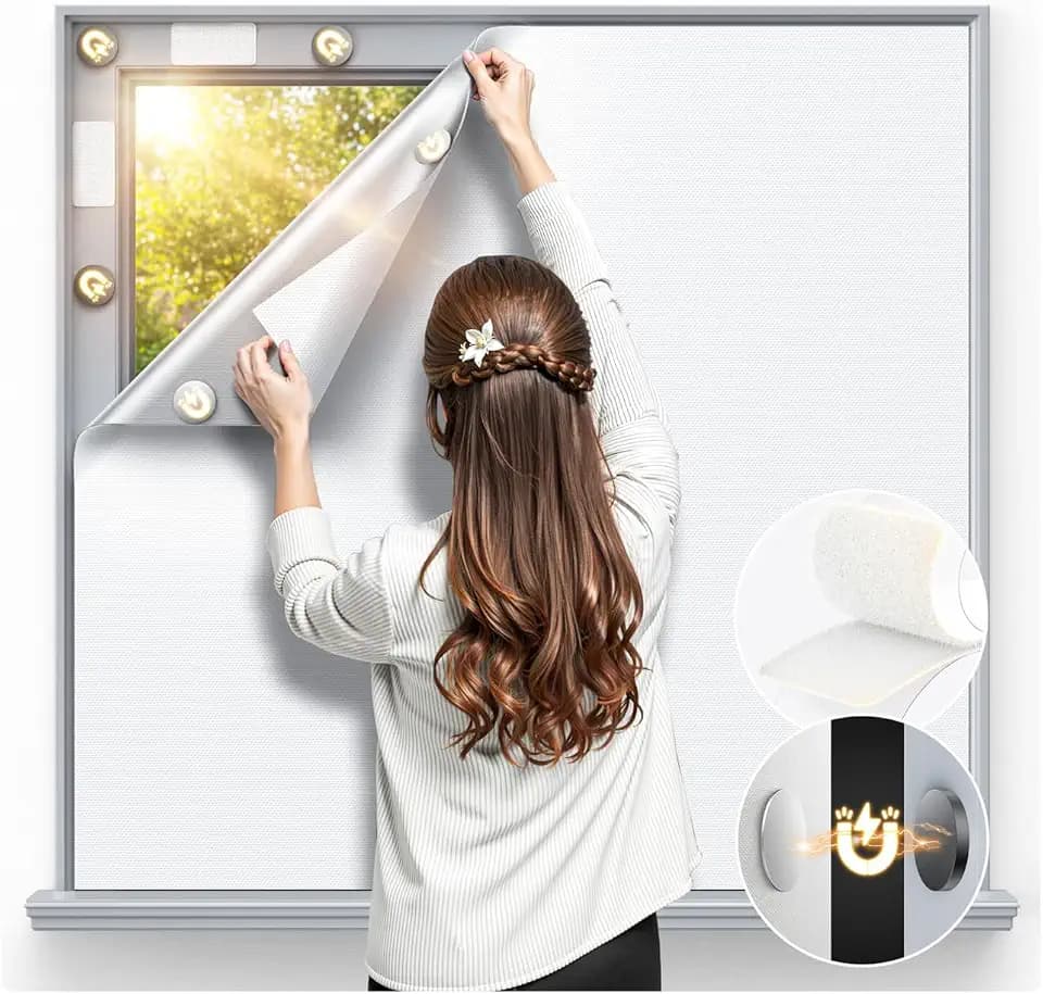 Magnetic Blackout Window Cover Portable 100% Blackout Curtains for Bedroom