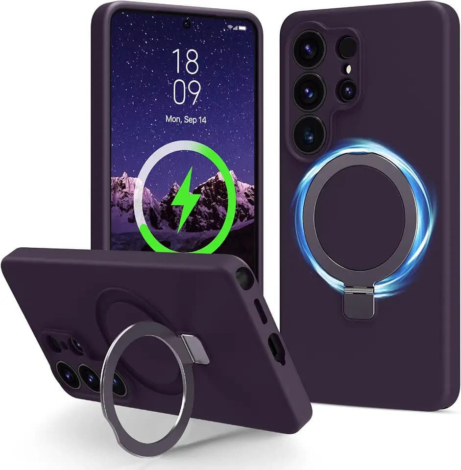 for Galaxy S26 Ultra Case Liquid Silicone with Stand, Purple