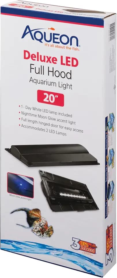 Aqueon LED Deluxe Fish Tank Aquarium Full Hood, Black, 20 Inch