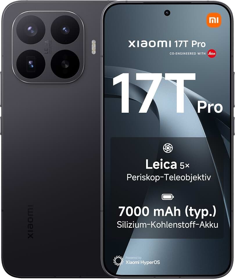 XIAOMI 17T Pro 12+512GB, Unlocked, 6,83" 144Hz, 7000mAh SI-C-Akku, Leica 5X Telekamera, 100W HyperCharge, Schwarz