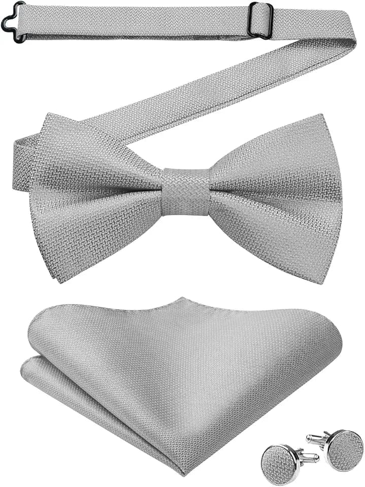 HISDERN Herren Paisley Fliege und Einstecktuch mit Manschettenknöpfe Set,Schleife mit Haken - Bereits Gfebunden，Verstellbare Fliege,Vorgebundene Fliege,für Hochzeit Sfeier Weihnachten Halloween