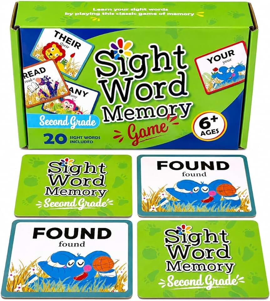 Sight Word Memory Game for Kids Ages 4-8, Matching Card Game for Preschool, Kindergarten, 1st & 2nd Grade, Learn to Read Educational Reading Game for Homeschool & Classroom (Second Grade)