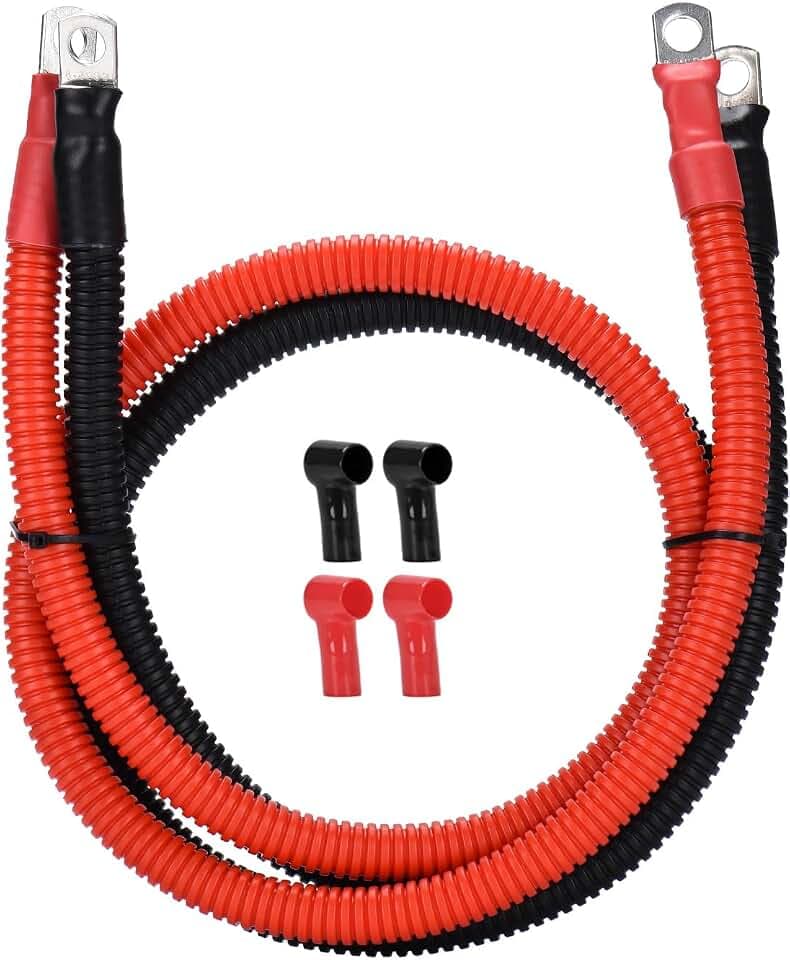 DIHOOL batteriekabel 35mm2 m8 20cm 2 AWG Silikonkabel Wellrohr Kabelrohr Weich und Flexibel Hitzebeständiges