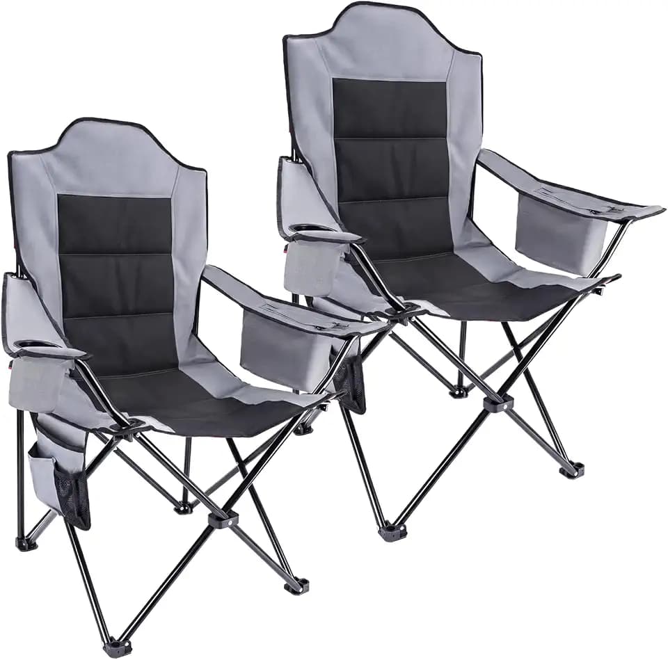 YEAUPE PRO Campingstuhl Faltbar Bequem Gepolster 2er Set, 150 KG Belastbar