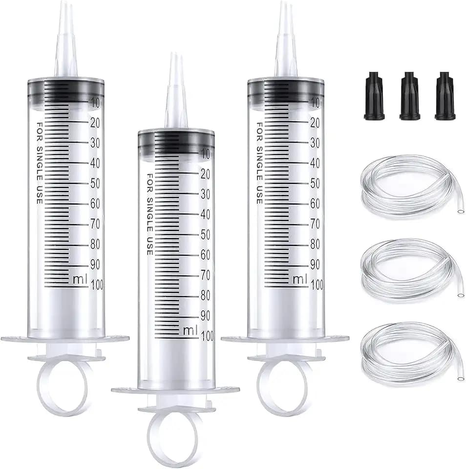 3 Stück Spritze 100ml mit Schlauch und Verschluss Steril Einzeln Verpackt