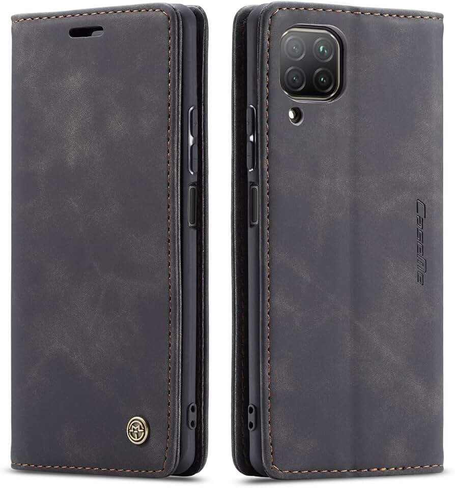 QLTYPRI Hülle für Huawei P40 Lite, Leder Klapphülle, Schwarz