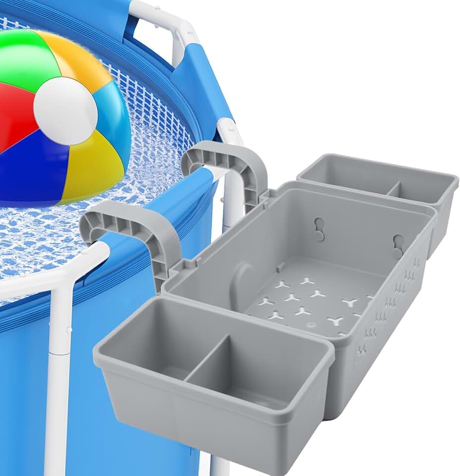 Pool Aufbewahrungskorb, Aufbewahrungskorb Hängend Pool mit 2 Getränkehalter