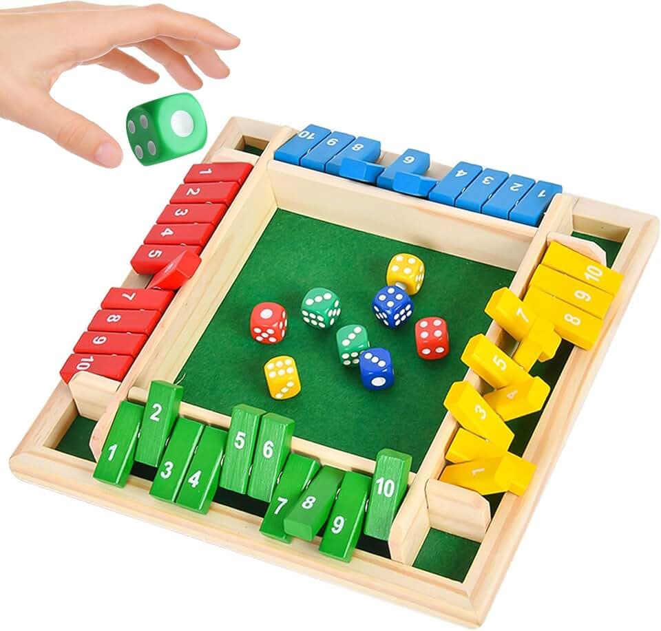 Shut the Box, Würfelspiel für 4 Spieler, Holz Brettspiel, Mathematik Lernspielzeug, Klassische Tischspiele für Klassenzimmer, Traditional Pub Board Würfelspiel, zum Kinder/Erwachsene(B)