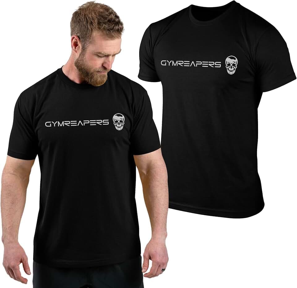 Gymreapers Feuchtigkeitsableitendes Kurzarm-T-Shirt für Herren, Rundhalsausschnitt, Workout-Shirts, lässig, Baumwolle, Alltags-T-Shirt
