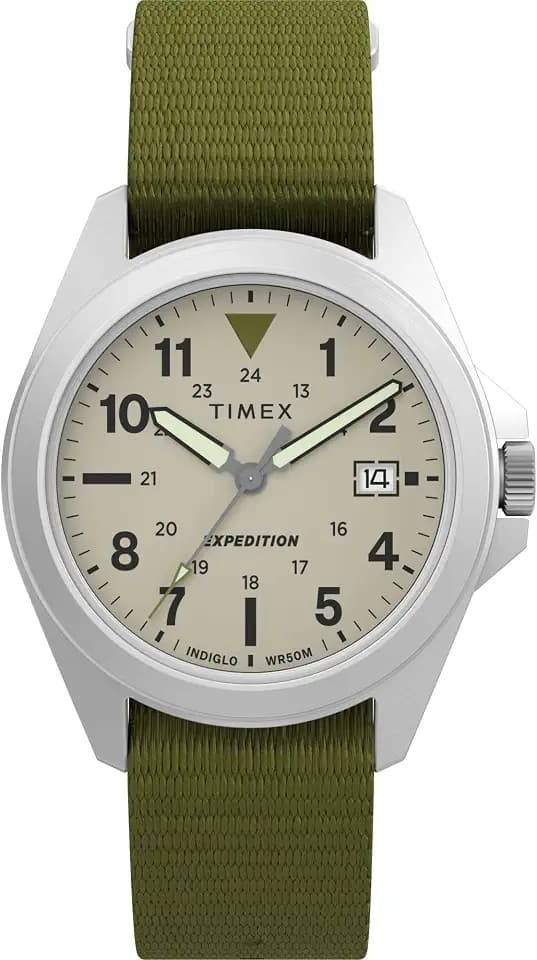 Timex Unisex Expedition Field 36mm Watch - Green Strap Dial Silver-Tone Case