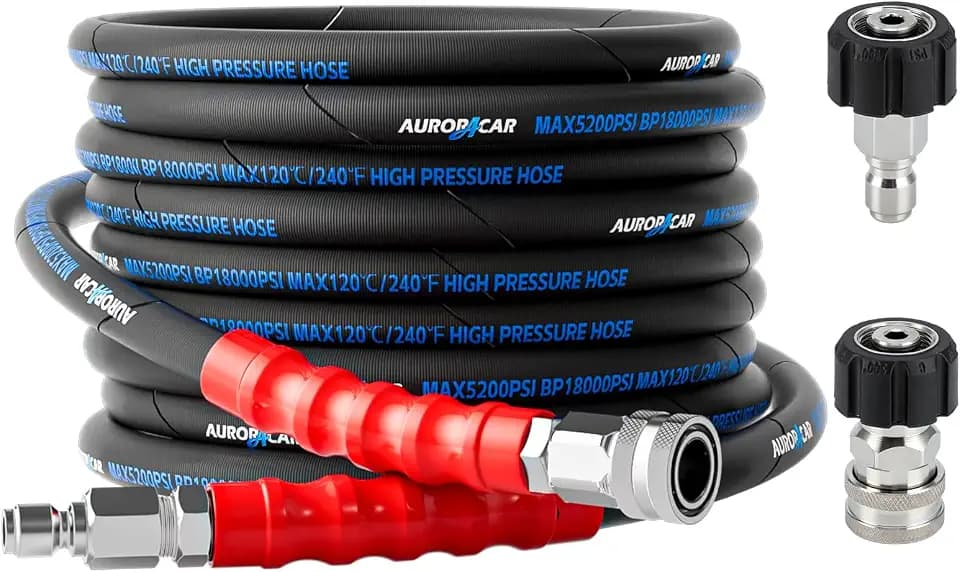 AURORA CAR 3/8'' Pressure Washer Hose 25FT, Steel Wire Braided