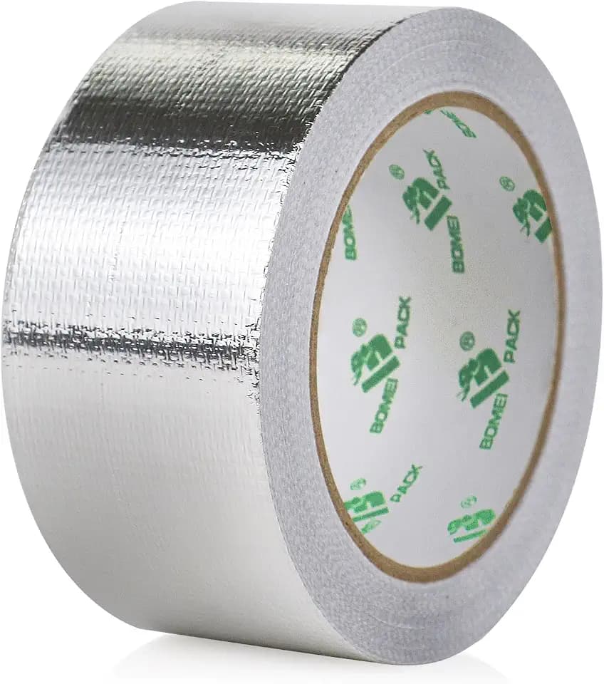 BOMEI PACK Netzverstärkt Aluminium Klebeban 50mm x 20 m, selbstklebendes Alu-Klebeband-Aluband, Wasserdichtes- und hitzebeständiges Band zum Versiegeln, Reparieren und Isolieren