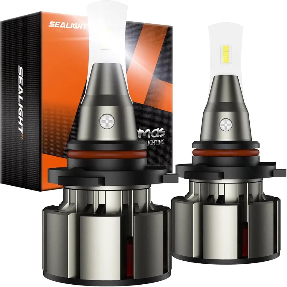 SEALIGHT 9005 LED Bulbs, L2 HB3 24,000LM Super Brightness 6000K Cool White Bulbs, IP68 Waterproof, Plug and Play, 15000RPM Turbo Fan, 60000Hrs Lifespan, 1:1 Size Driving Bulbs, Pack of 2