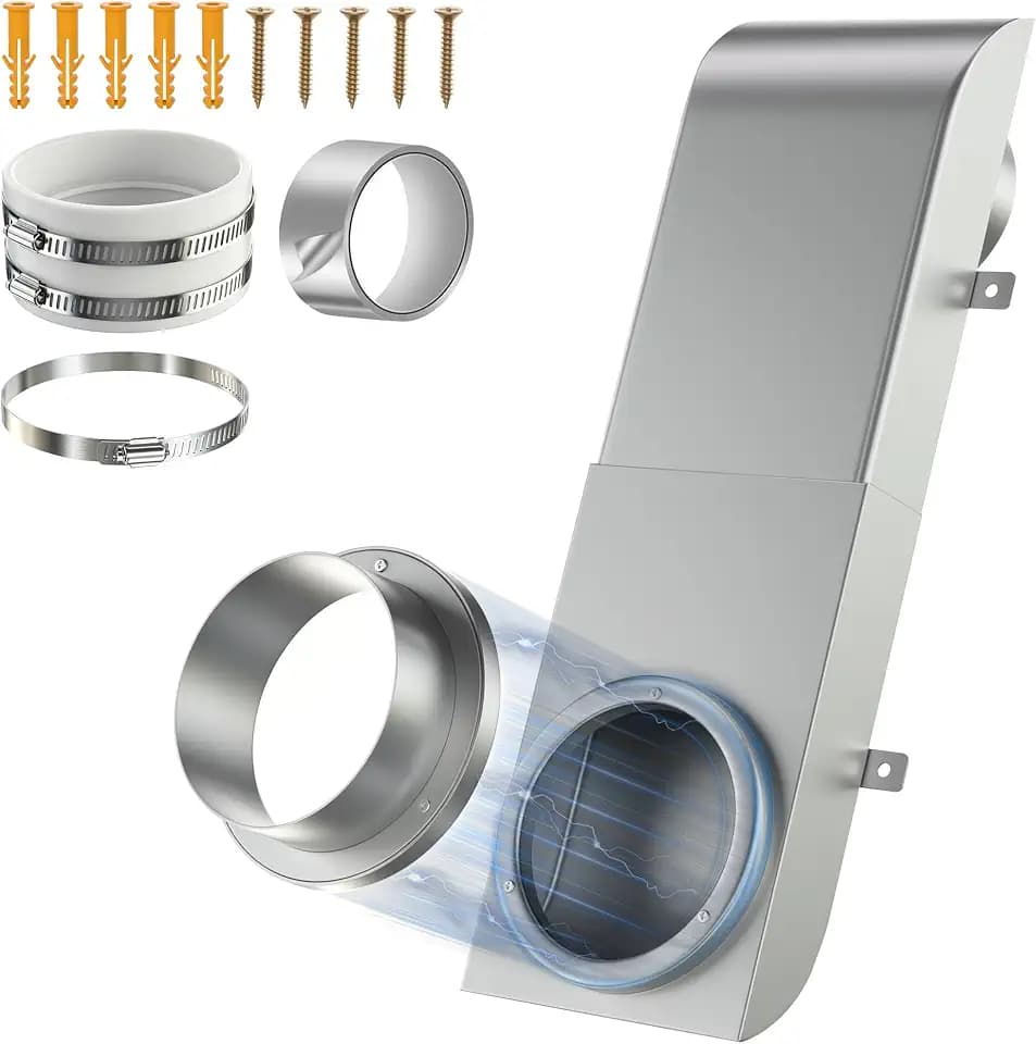 Magnetic Periscope Dryer Vent, 9.5-14.5" Adjustable Low Profile 4 Inch Dryer Vent Connector Kit, Stainless Steel Flat Slim Telescoping Duct Vent, Magnetic Quick Connect Dryer Vent for Tight Space