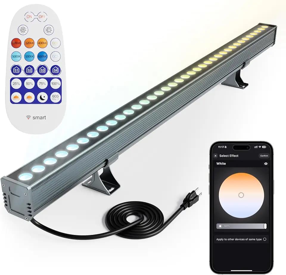 LED Wall Washer Light Bar 40 inch 72W, 2700K-6500K Tunable, IP66 Waterproof