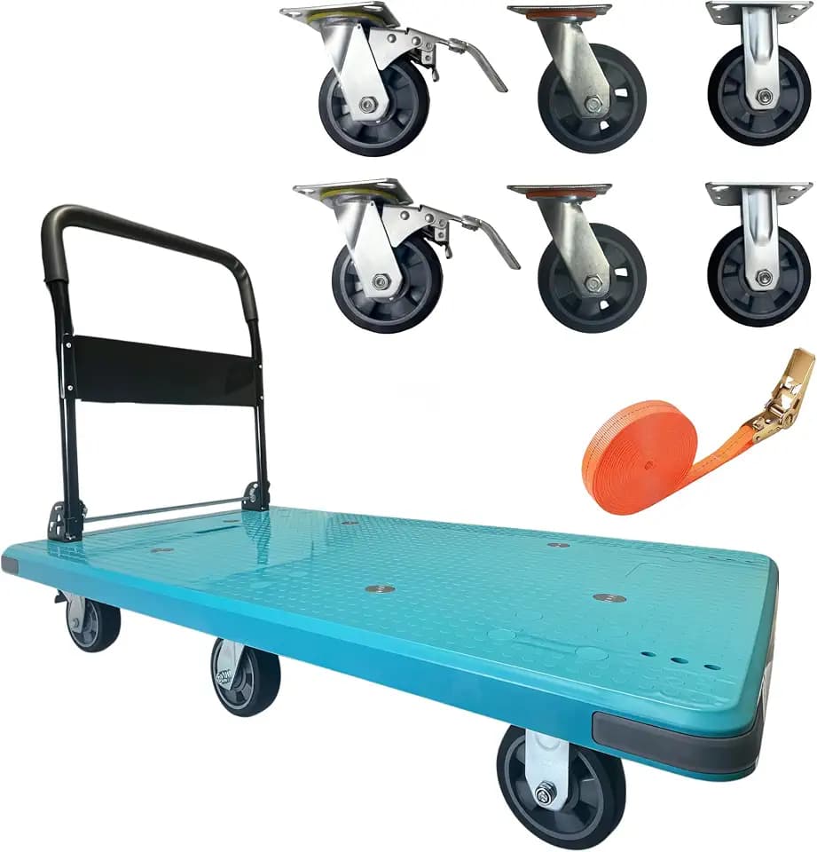 Heavy Duty Flatbed Cart with Swivel Wheels with Brakes,47.2" Lx27.5 W