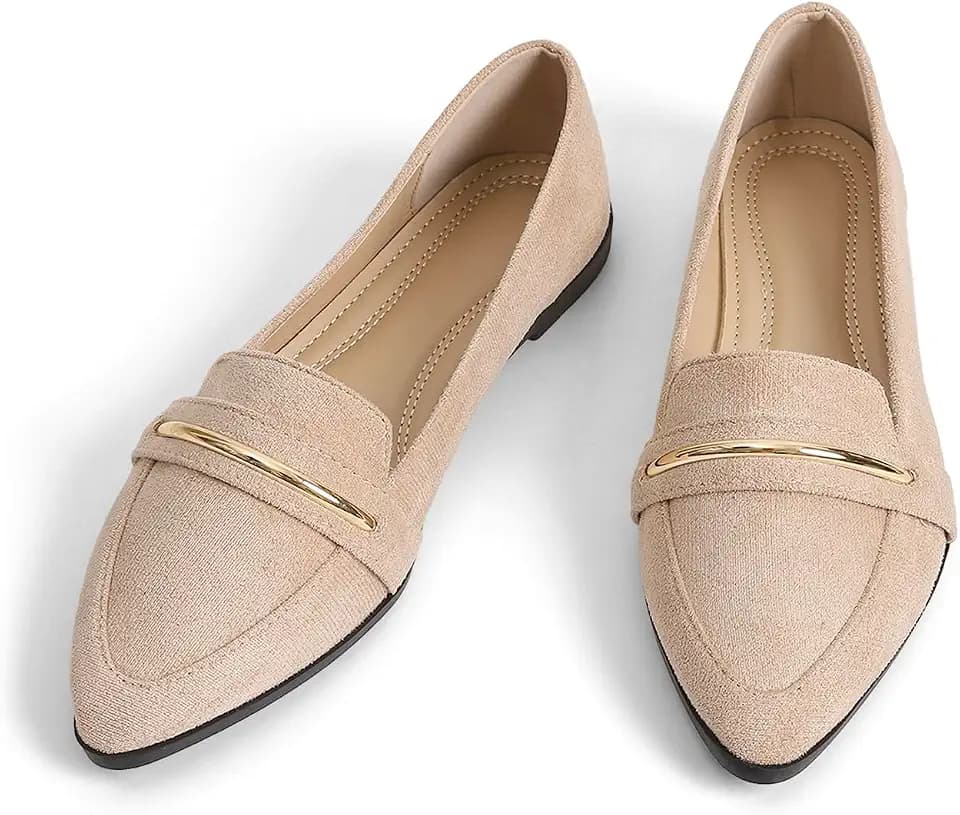 Pointy Toe Penny Loafers for Women Dress Office Work Flats Shoes