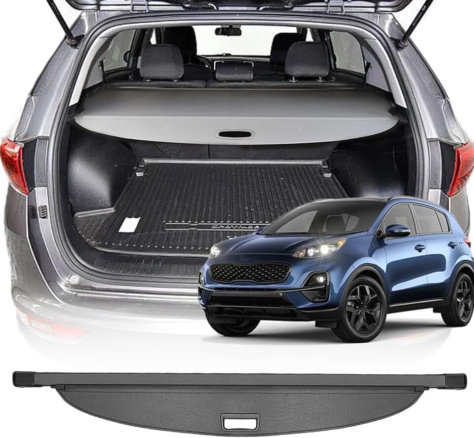 Cargo Cover for Kia Sportage 2017-2022 Accessories(Canvas), Retractable Trunk Cover Privacy Security Screen Luggage Shield Shade for Kia Sportage Accessories