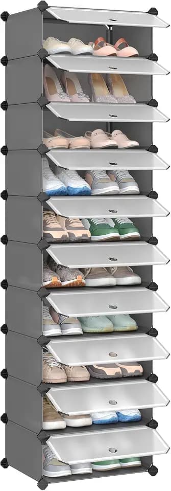 SONGMICS Schuhschrank mit Türen, Schmales Schuhregal, 43 x 31 x 173 cm