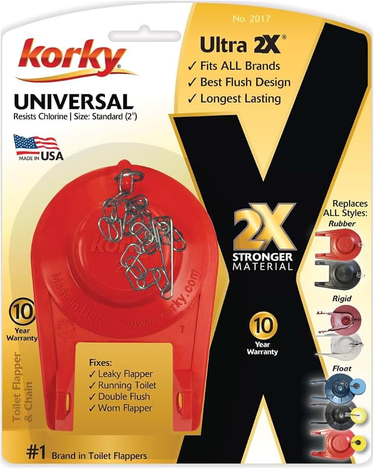 Korky Standard 2-Inch, 2X Long-Life Ultra Universal Toilet Flapper - 2017