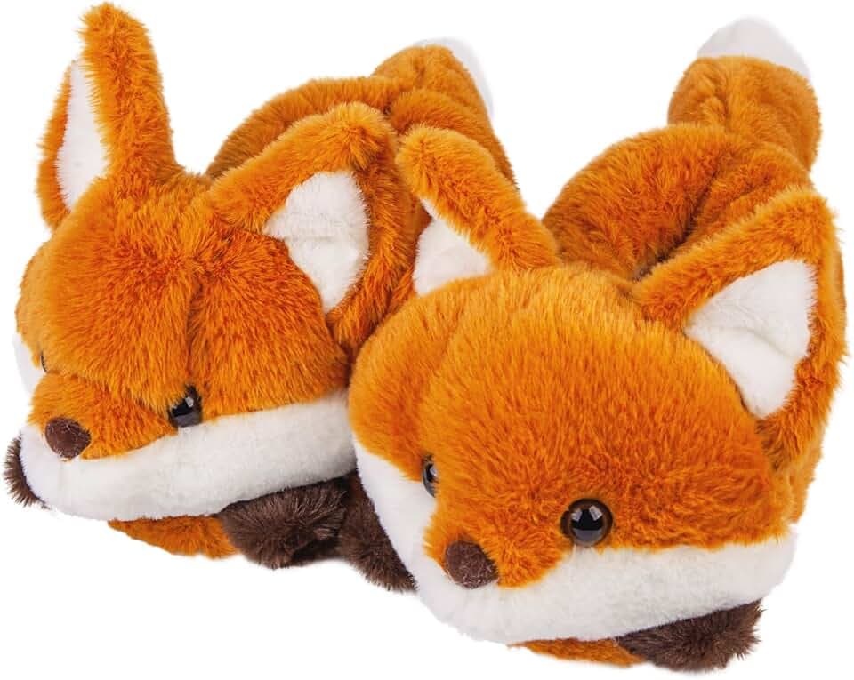 ARELUX Animal Slippers Cotton Adult Unisex, Cute Novelty Raccoon Fox Red Panda Plush House Shoes with Non-Slip Sole, Warm Fuzzy Lining for Indoor Outdoor Cosplay Party Gift