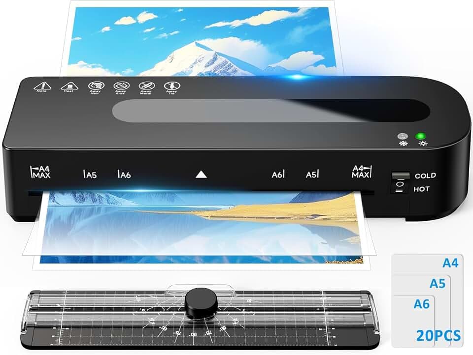 9 Inch Laminator Machine Hot & Cold with 20 Laminating Sheets and Trimmer