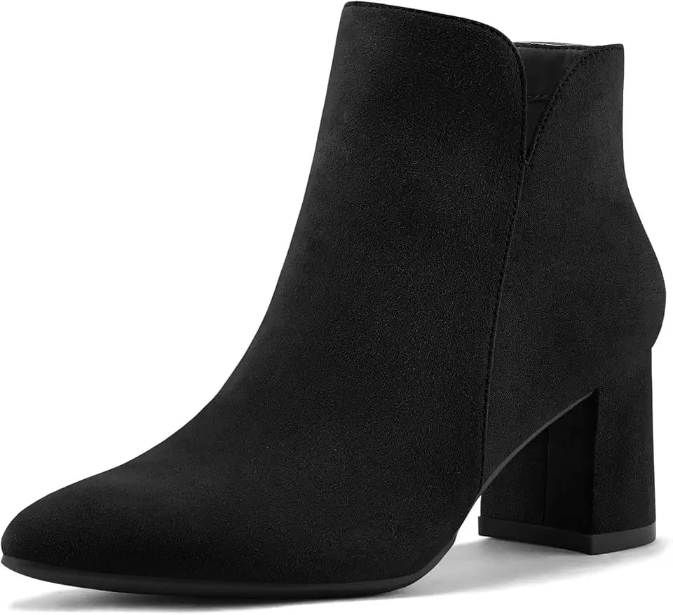 mysoft Women's Ankle Boots Chunky Block Heel Pointed Toe Dressy Booties