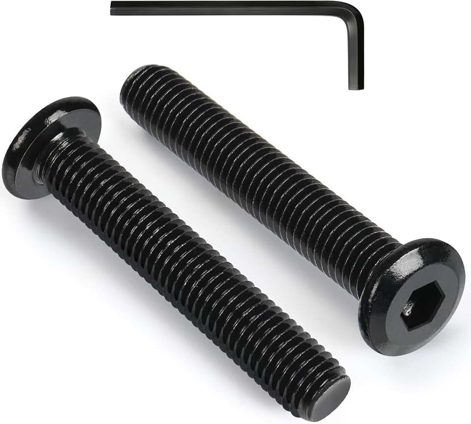 VGBUY M6-1 x 60 mm 23pcs Flat Head Hex Socket Cap Screws Metric M6 Bolts, 304 Stainless Steel 18-8, Black Zinc Plated, Full Thread, with Hex Spanner