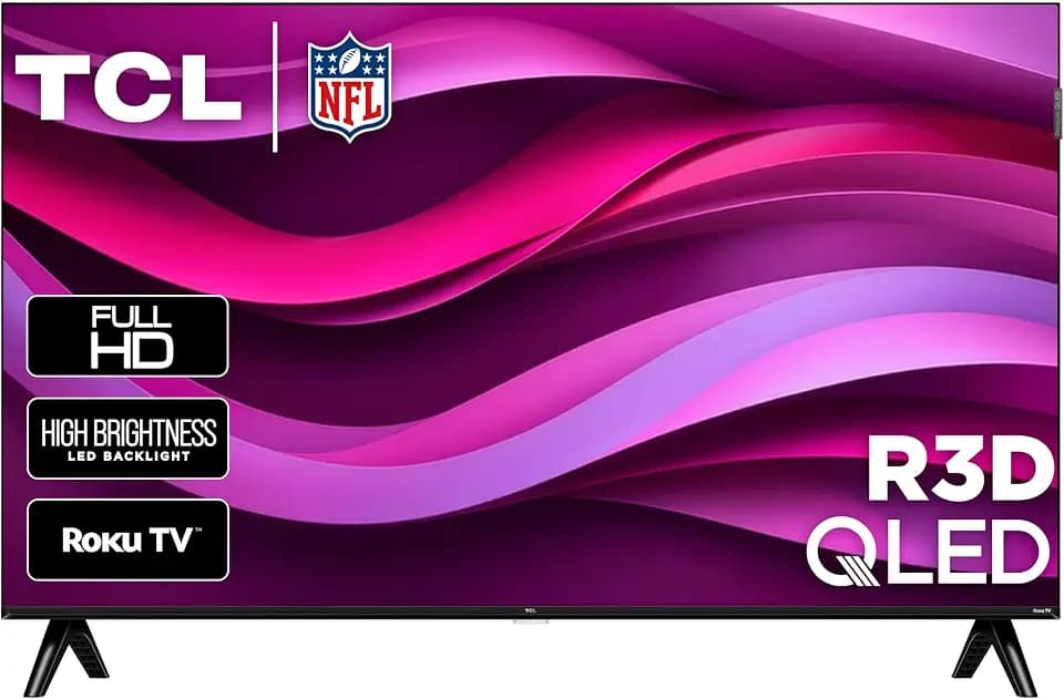 TCL 40-Inch Class R3D Series QLED Roku Smart TV | FullView Bezel-Less Design, Google Cast & AirPlay 2 | Television for Bedroom, Dorm & Kitchen (40R3D, 2026) Streaming Live Local News, Sports & Movies
