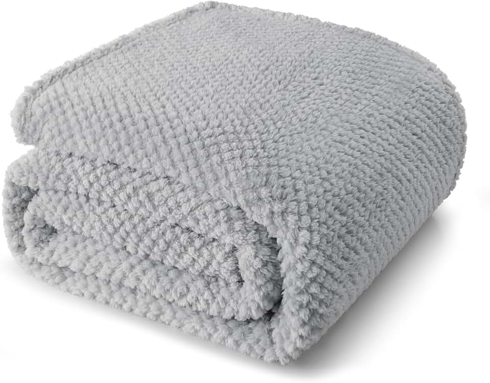 Whale Flotilla Soft Fleece Queen Size Bed Blanket, Light Grey