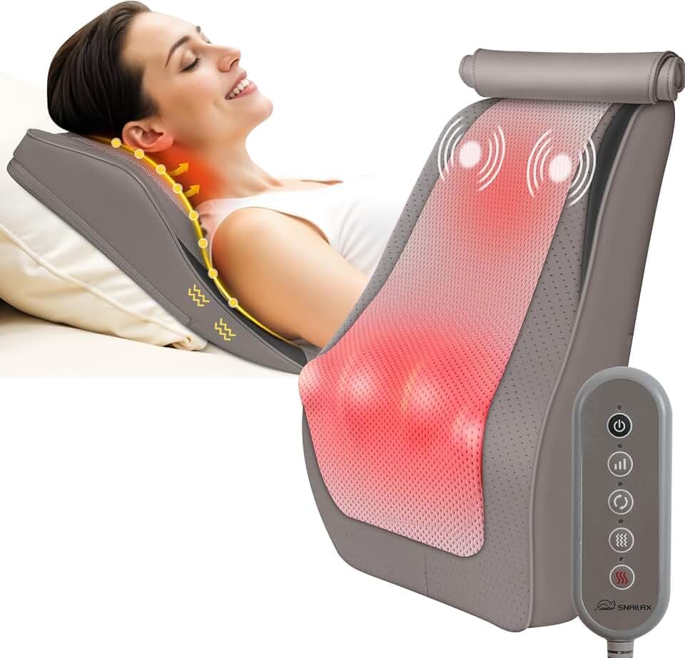 Snailax Shiatsu‑Massagekissen mit Knet‑, Vibrations‑ & Wärmefunktion