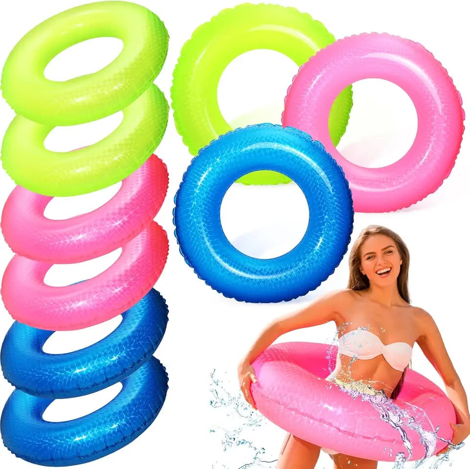 9 Pieces Inflatable Pool Floats 27.5 Inches Float Tube Swimming Tube Vinyl Pool Floaties Swim Tubes Rings Party Decorations for Summer Beach Bachelorette Party Supplies - UV Resistant