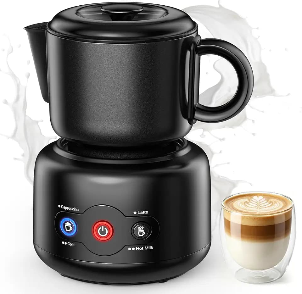 Cowsar 4-in-1 Electric Milk Frother and Steamer for Latte,Cappuccinos,Black